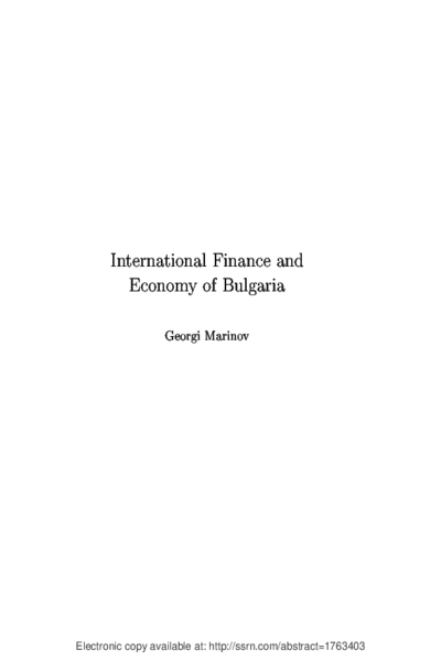 International Finance and Economy of Bulgaria