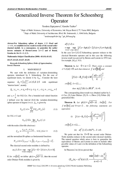 Generalized Inverse Theorem for Schoenberg Operator