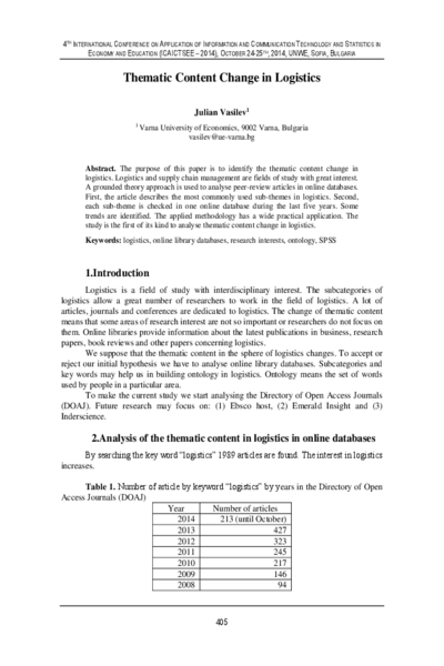 Thematic Content Change in Logistics