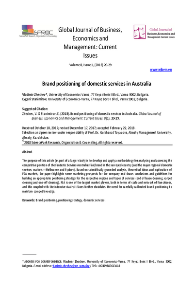 Brand Positioning of Domestic Services in Australia