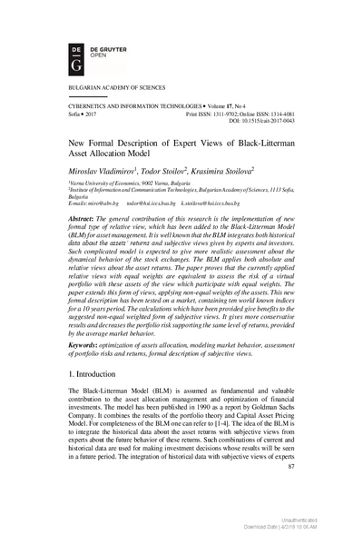 New Formal Description of Expert Views of Black-Litterman Asset Allocation Model