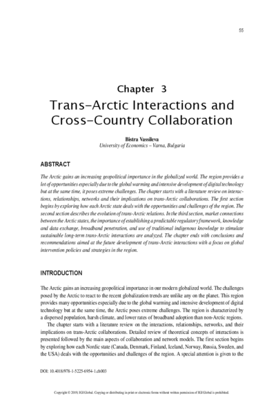 Trans-Arctic Interactions and Cross-Country Collaboration