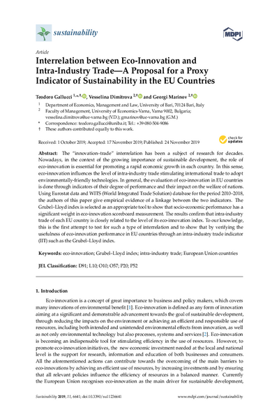 Interrelation between Eco-Innovation and Intra-Industry Trade - A Proposal for a Proxy Indicator of Sustainability in the EU Countries