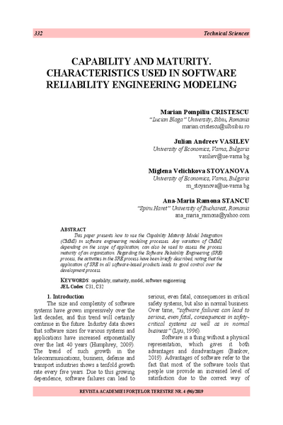 Capability and Maturity : Characteristics Used in Software Reliability Engineering Modeling