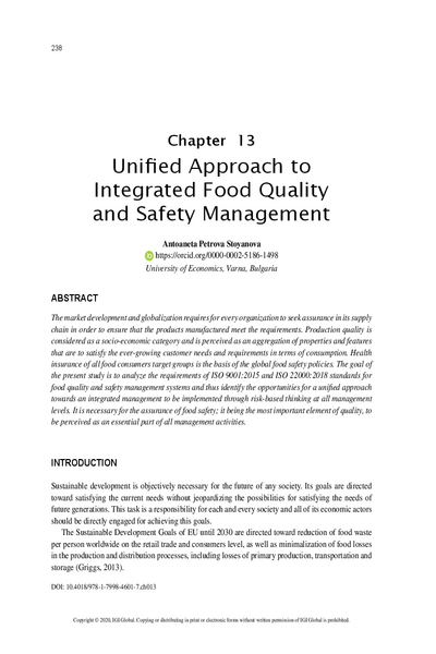 Unified Approach to Integrated Food Quality and Safety Management
