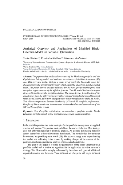 Analytical Overview and Applications of Modified Black-Litterman Model for Portfolio Optimization
