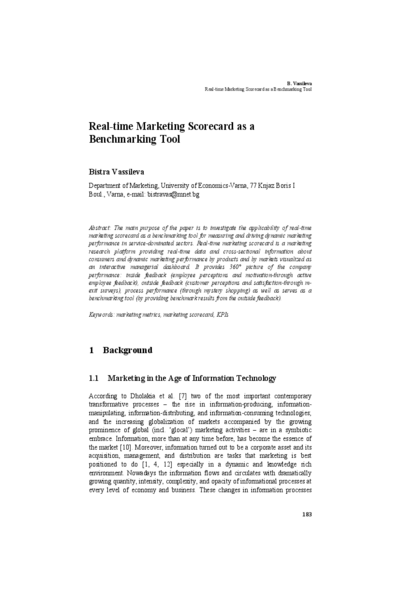 Real-time Marketing Scorecard as a Benchmarking Tool