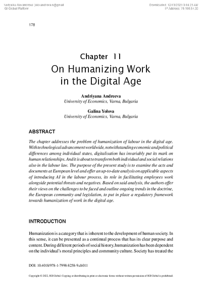 On Humanizing Work in the Digital Age