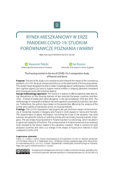 Rynek mieszkaniowy w erze pandemii COVID-19. Studium porownawcze Poznania i Warny