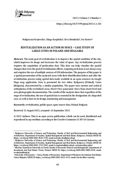 Revitalization as an Action in Space - Case Study of Large Cities in Poland and Bulgaria