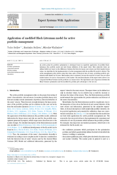 Application of Modified Black-Litterman Model for Active Portfolio Management
