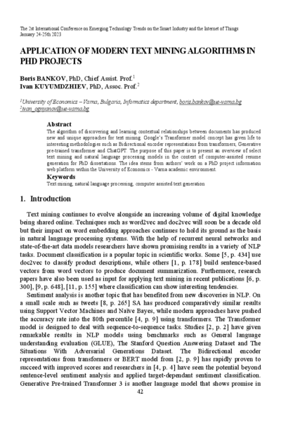 Application of Modern Text Mining Algorithms in PhD Projects