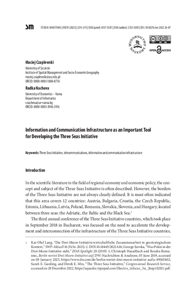 Information and Communication Infrastructure as an Important Tool for Developing the Three Seas Initiative