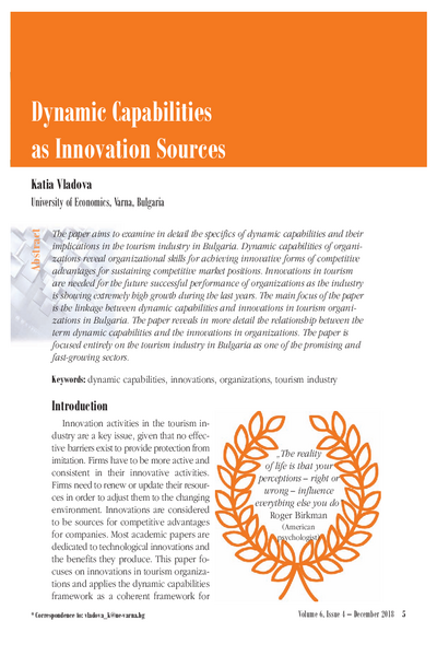 Dynamic Capabilities as Innovation Sources