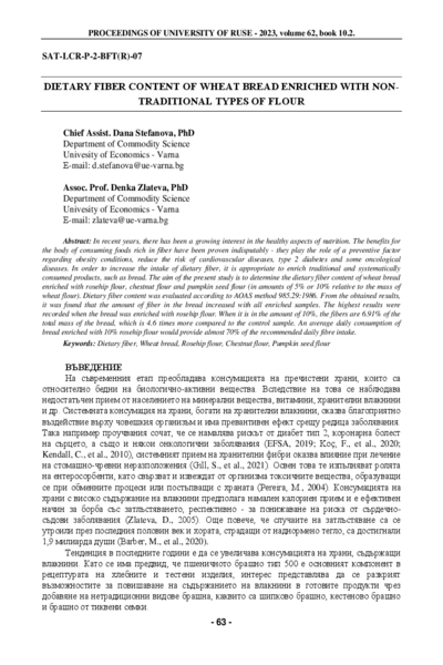 Dietary Fiber Content of Wheat Bread Enriched with Non-Traditional Types of Flour