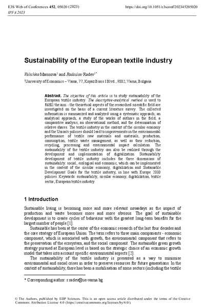 Sustainability of the European Textile Industry