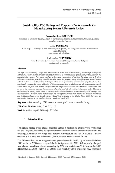 Sustainability, ESG Ratings and Corporate Performance in the Manufacturing Sector: A Research Review