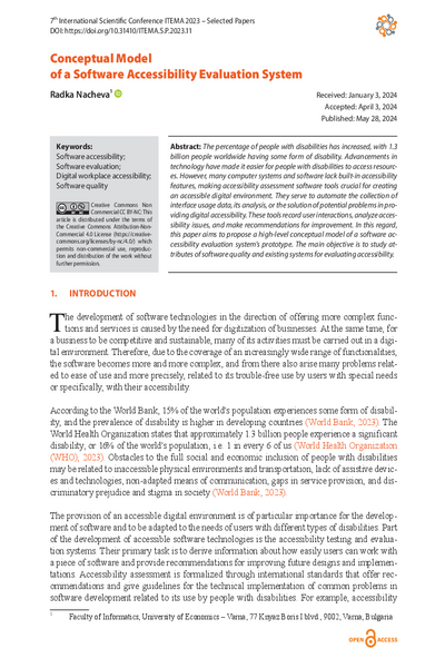 Conceptual Model of a Software Accessibility Evaluation System