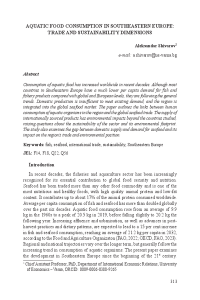 Aquatic Food Consumption in Southeastern Europe: Trade and Sustainability Dimensions