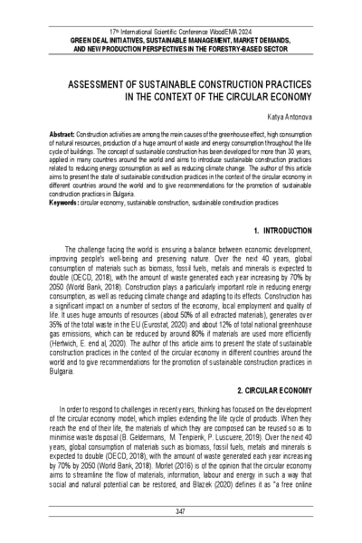 Assessment of Sustainable Construction Practices in the Context of the Circular Economy