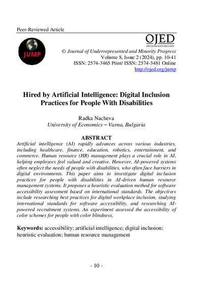 Hired by Artificial Intelligence: Digital Inclusion Practices for People With Disabilities