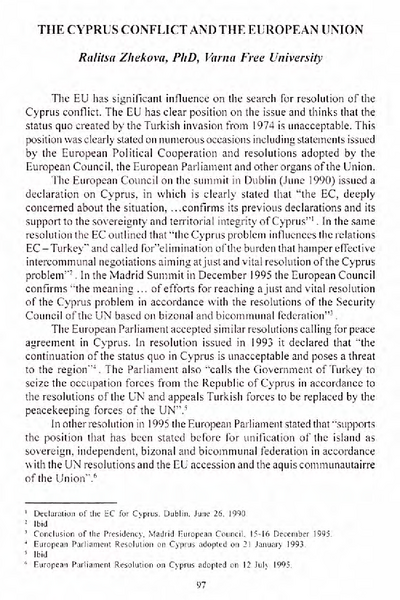 The Cyprus Conflict and the European Union