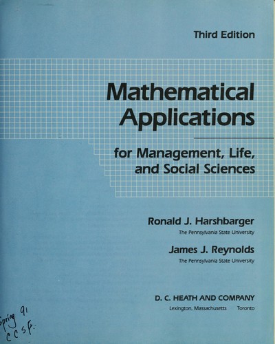 Mathematical Applications for Management, Life, and Social Sciences