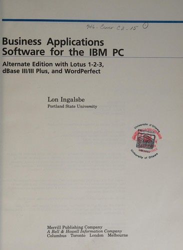 Business Applications Software for the IBM PC