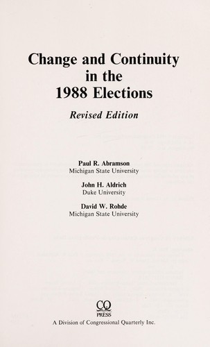 Change and Continuity in the 1988 Elections
