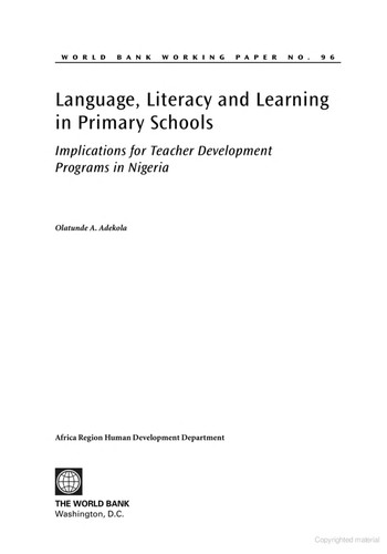 Language, Literacy and Learning in Primary Schools