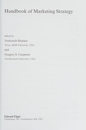 Handbook of Marketing Strategy