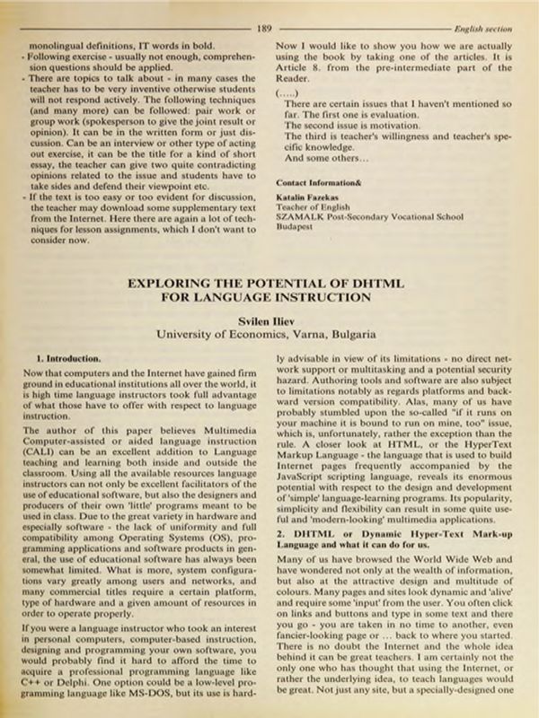 Exploring the Potential of DHTML for Language Instruction