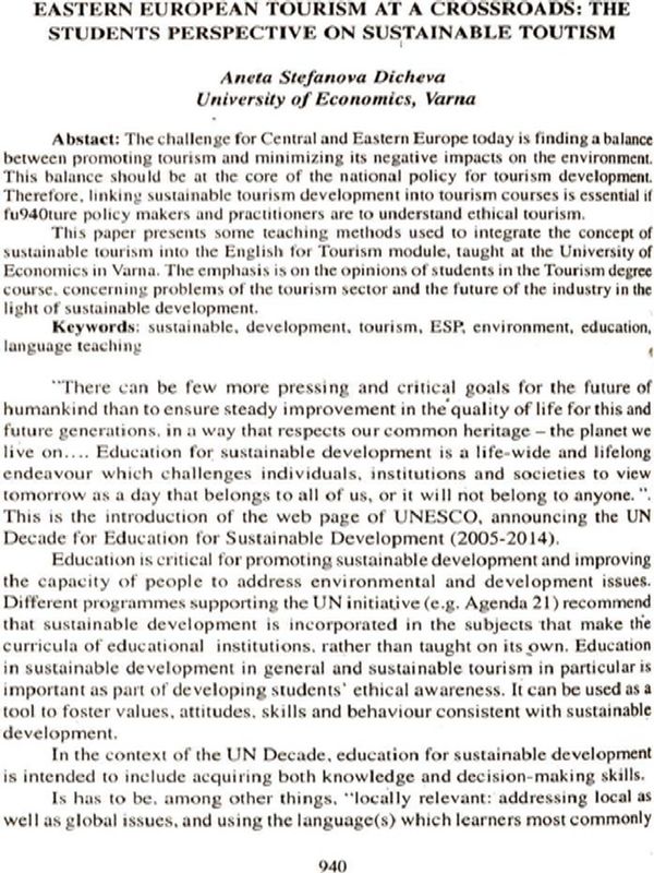 Eastern European tourism at a crossroads : The student's perspective on sustainable tourism