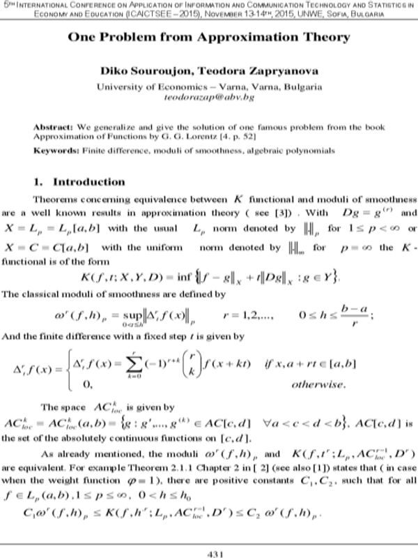 One Problem from Approximation Theory