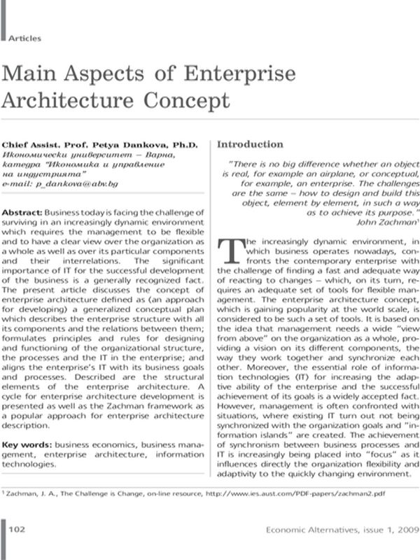 Main Aspects of Enterprise Architecture Concept