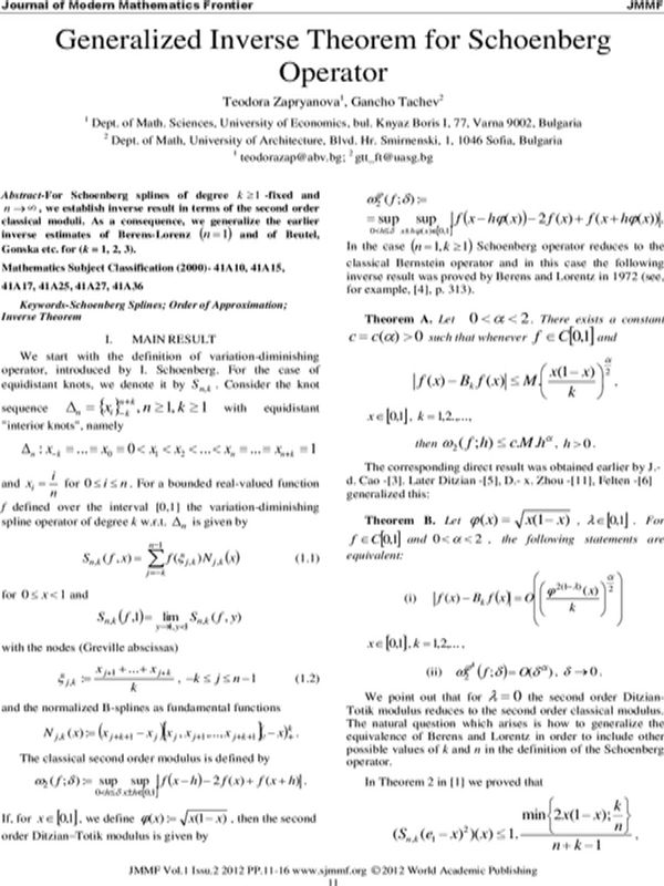Generalized Inverse Theorem for Schoenberg Operator