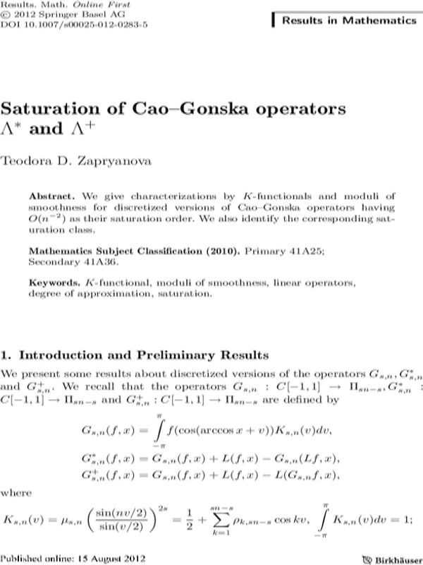 Saturation of Cao-Gonska Operators I >* and I >(+)