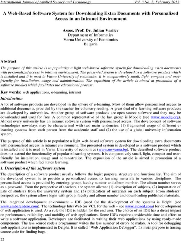 A Web-Based Software System for Downloading Extra Documents with Personalized Access in an Intranet Environment