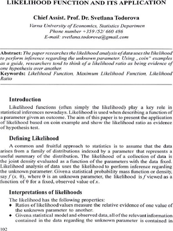 Likelihood Function and its Application