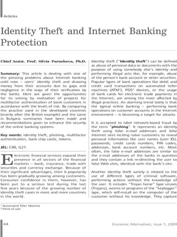 Identity Theft and Internet Banking Protection