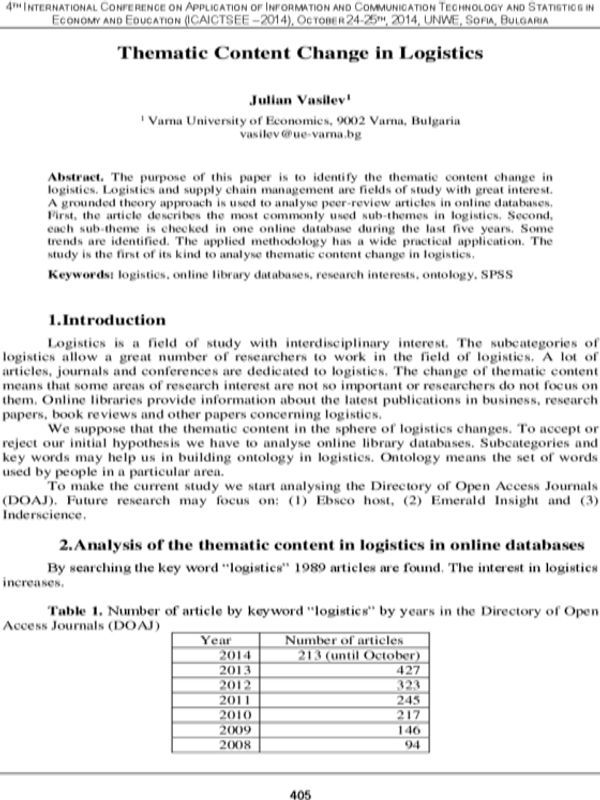 Thematic Content Change in Logistics