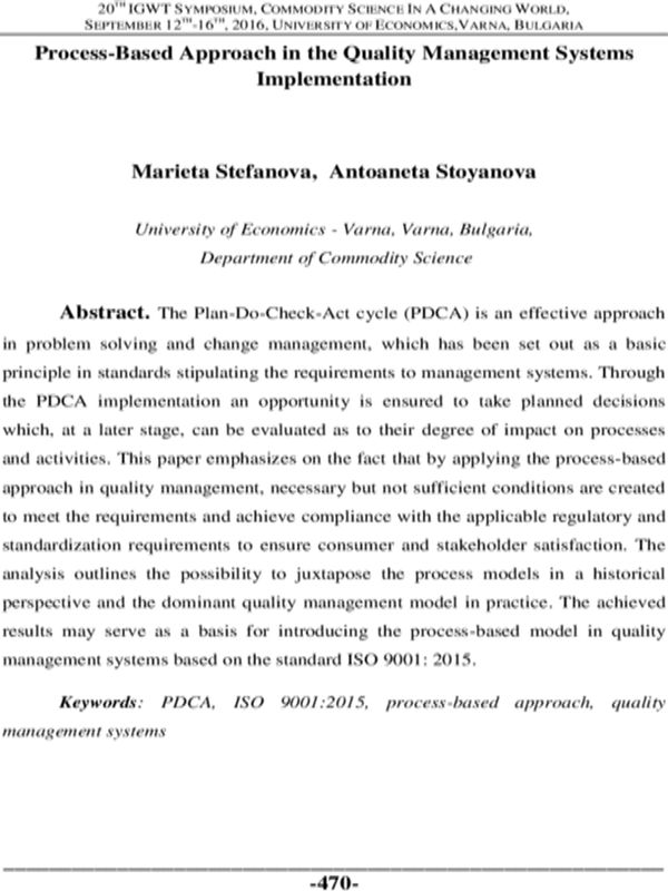 Process-Based Approach in the Quality Management Systems Implementation