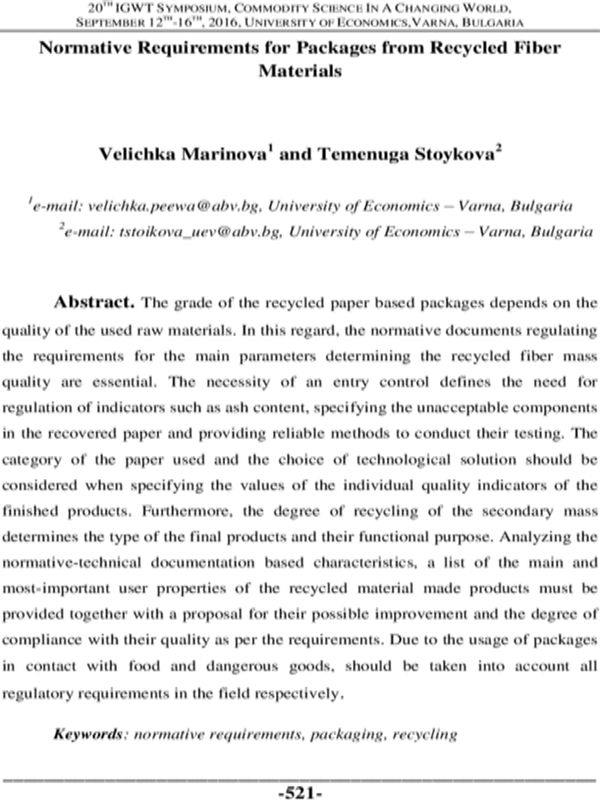 Normative Requirements for Packages from Recycled Fiber Materials