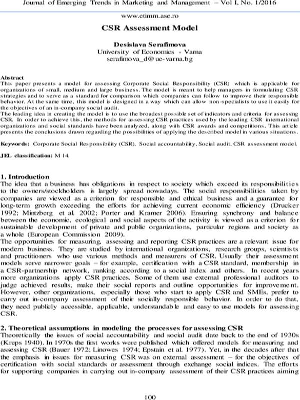 CSR Assessment Model