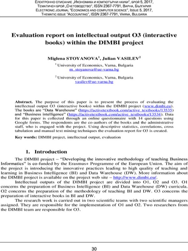 Evaluation Report on Intellectual Output O3 (Interactive Books) within the DIMBI Project