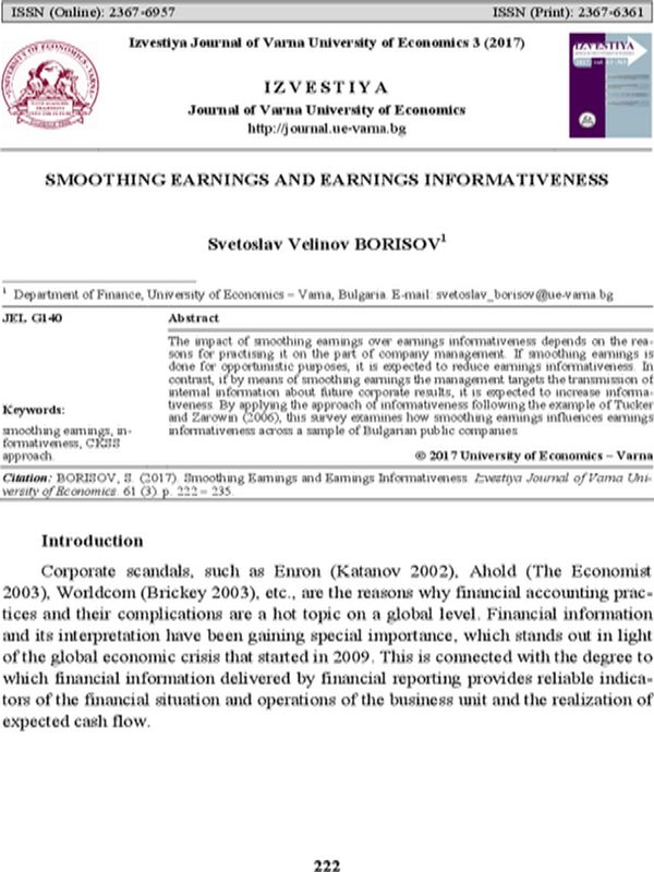 Smoothing Earnings and Earnings Informativeness
