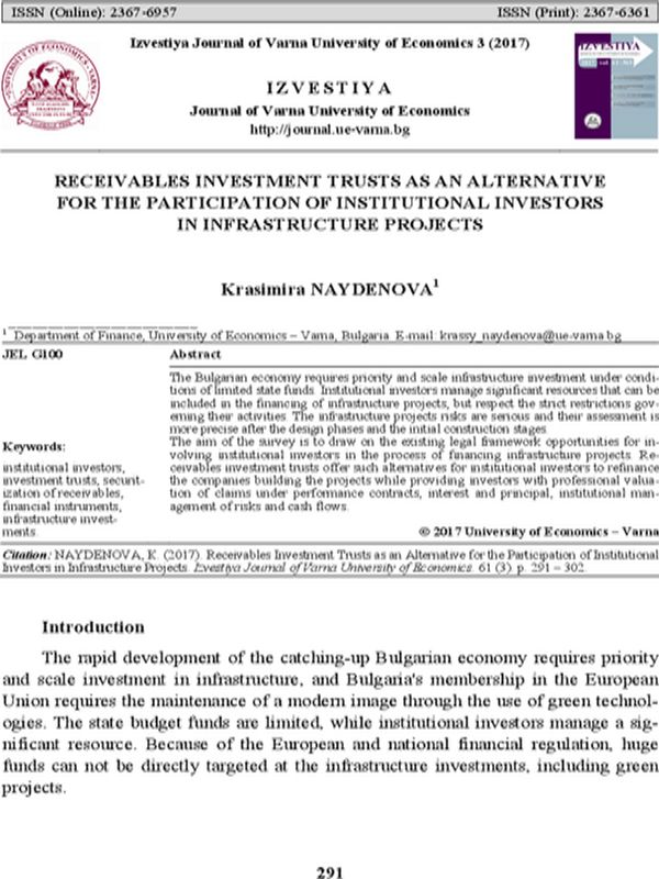 Receivables Investment Trusts as an Alternative for the Participation of Institutional Investors in Infrastructure Projects