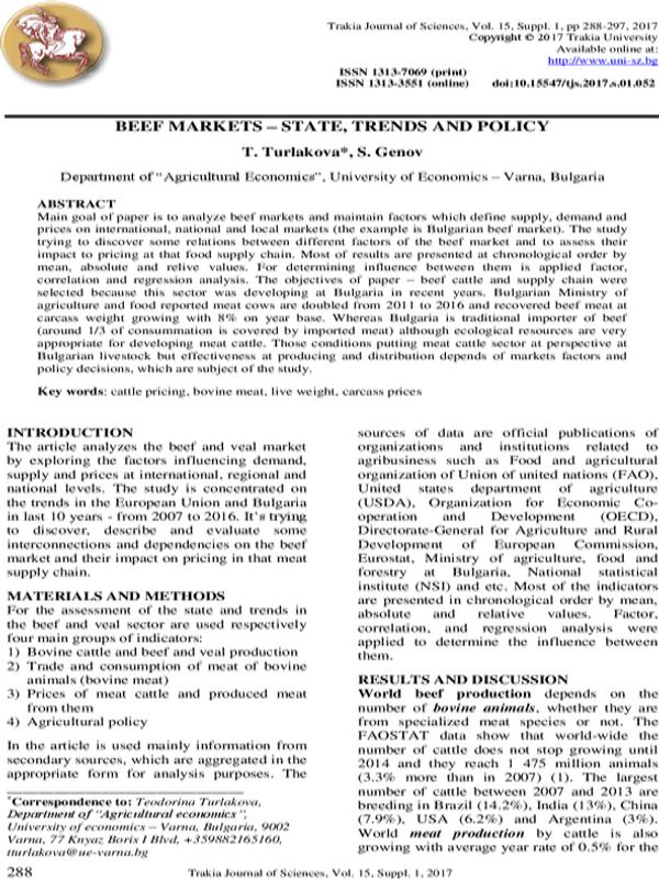 Beef Markets - State, Trends and Policy
