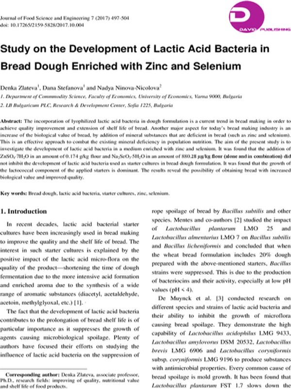 Study on the Development of Lactic Acid Bacteria in Bread Dough Enriched with Zinc and Selenium