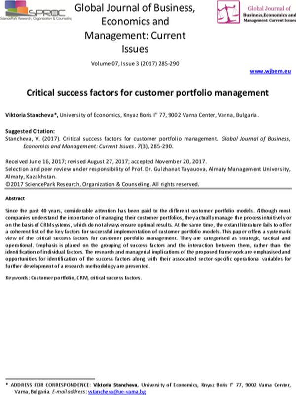 Critical Success Factors for Customer Portfolio Management